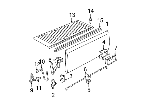 1996 GMC K2500 Tail Gate Hinge Diagram for 15521579