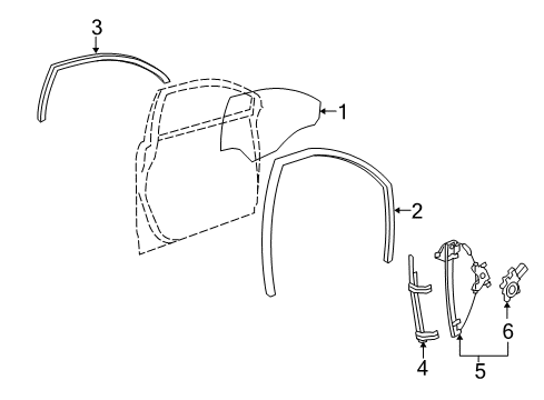 2008 Saturn Vue Front Door Run Weatherstrip Diagram for 96624069