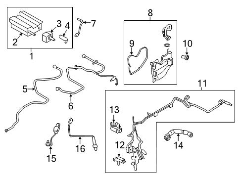 2018 Ford Edge Emission Components Front Oxygen Sensor Diagram for K2GZ-9F472-B