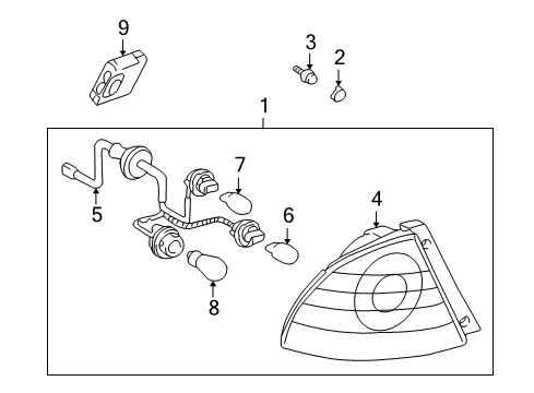 2003 Lexus IS300 Bulbs Lens, Rear Combination Lamp, RH Diagram for 81551-53032-B0