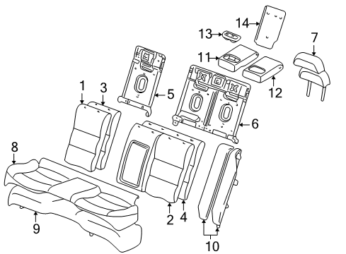 2004 Lincoln LS Rear Seat Components Armrest Assembly Diagram for 3W4Z-5467112-BAA