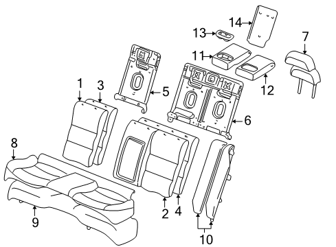 2004 Lincoln LS Rear Seat Components Seat Back Pad Diagram for 3W4Z-5466800-BA