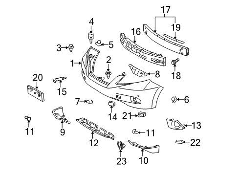 2010 Lexus RX350 Front Bumper Reinforcement, Front Bumper Diagram for 52131-0E040