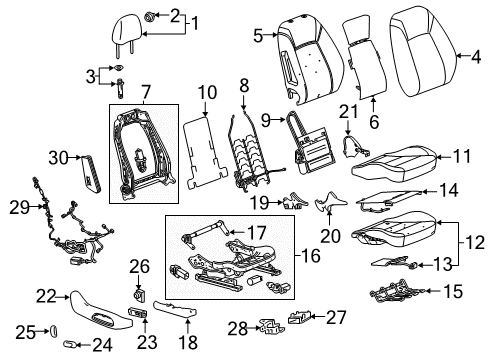 2018 Buick Regal TourX Passenger Seat Components Harness Diagram for 84201788