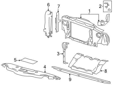 2004 Ford F-150 Radiator Support Vertical Support Diagram for 5L3Z-16864-AA