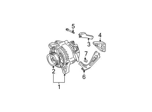 2007 Toyota Sienna Alternator Pulley, Alternator W/Clutch Diagram for 27415-0W010