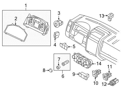 2010 Mercury Mariner A/C & Heater Control Units Cluster Assembly Diagram for 9E6Z-10849-FA