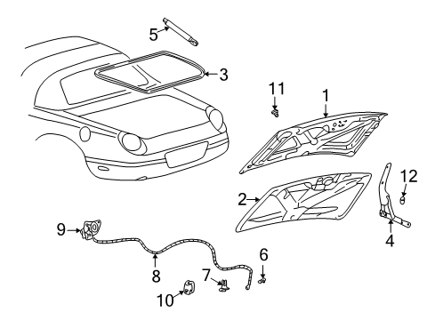 2003 Ford Thunderbird Trunk Hinge Diagram for 1W6Z-7642700-AA