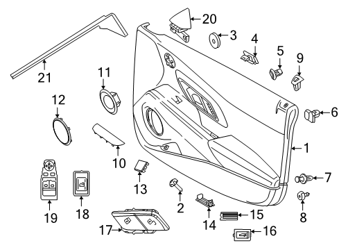 2021 Toyota GR Supra Interior Trim - Door Speaker Grille Diagram for 67651-WAA02
