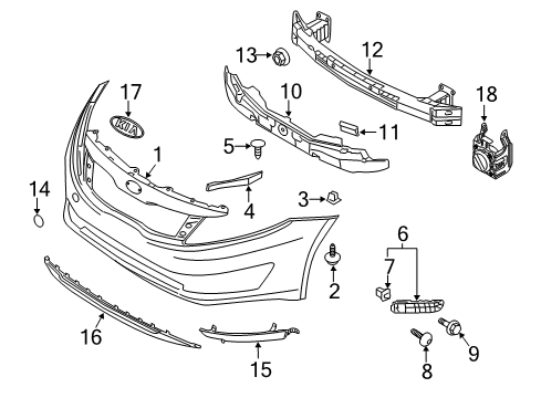 2011 Kia Optima Front Bumper Piece-Front Bumper GUAR Diagram for 865664U000
