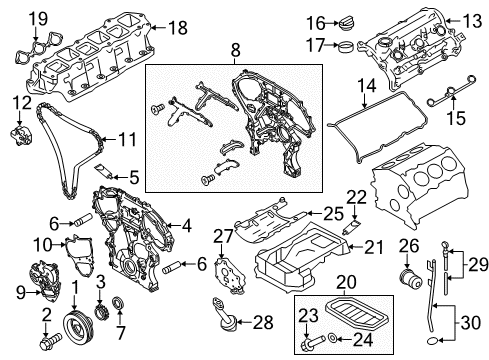 2014 Infiniti Q60 Filters Oil Filter Assembly Diagram for 15208-65F0D