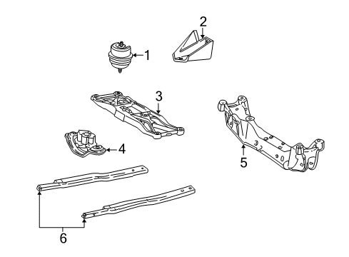 2000 Lincoln LS Engine & Trans Mounting Support Assembly Diagram for XW4Z-6A023-AA