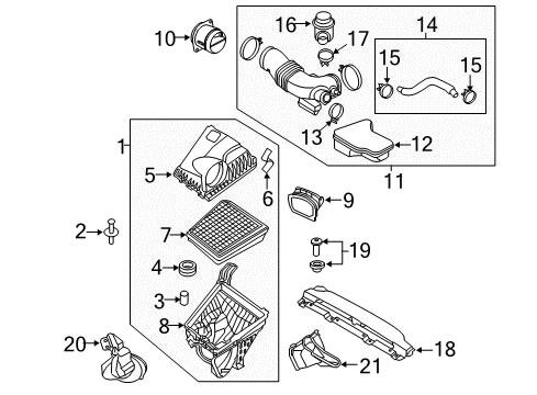 2011 Hyundai Equus Filters Cleaner Assembly-Air Diagram for 28110-3M101