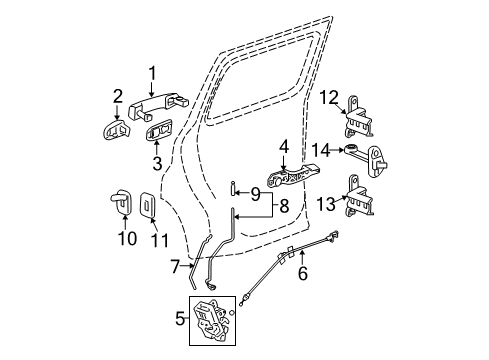 2006 Chevrolet HHR Rear Door - Lock & Hardware Link Asm-Rear Side Door Check Diagram for 15837416