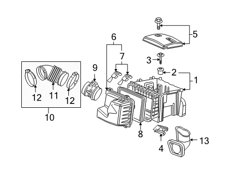 2008 Chevrolet Uplander Air Intake Outlet Duct Diagram for 15222524