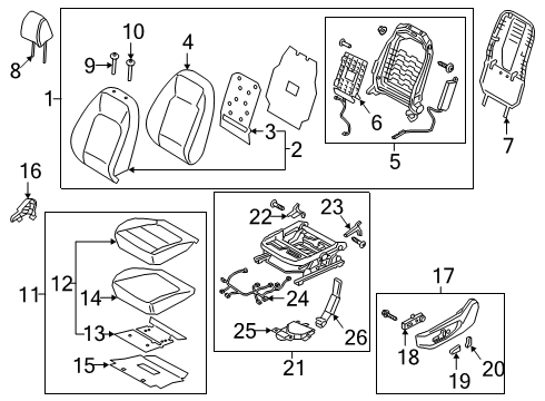 2021 Hyundai Kona Electric Driver Seat Components Pad Assembly-Front Seat Back, LH Diagram for 88350-J9000
