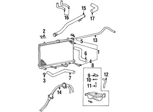 2000 Hyundai Tiburon Radiator & Components Bracket Assembly-Radiator Mounting, Upper Diagram for 25333-27000
