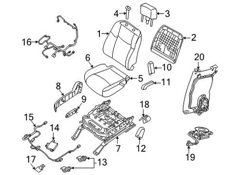 2020 Nissan Murano Passenger Seat Components Pad_Front Seat Cushion Diagram for 87311-9UF1D