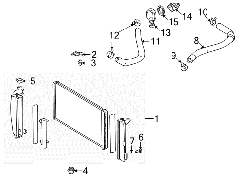 2005 Pontiac Vibe Radiator & Components Radiator Outlet Hose (Lower) Diagram for 88969101