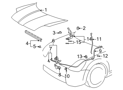 2002 Toyota MR2 Spyder Hood & Components Hood Diagram for 53301-17070
