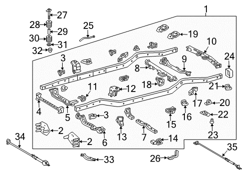 2014 Toyota FJ Cruiser Frame & Components CROSSMEMBER Sub-Assembly Diagram for 51021-60041