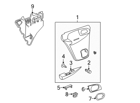 2004 Chevrolet Trailblazer Interior Trim - Rear Door Armrest Asm-Rear Side Door *Cashmere E Diagram for 15188943