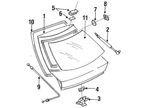 1995 Ford Escort Trunk Hinge Diagram for F3CZ5842900A