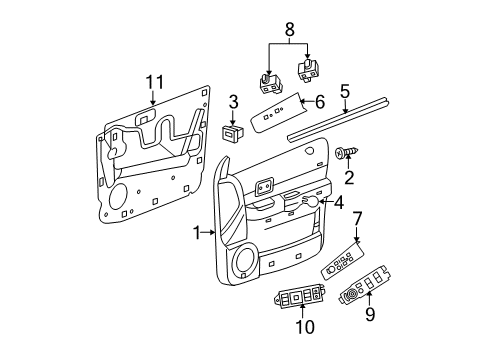 2005 Dodge Durango Front Door Front Door Window Regulator Diagram for 55362206AC
