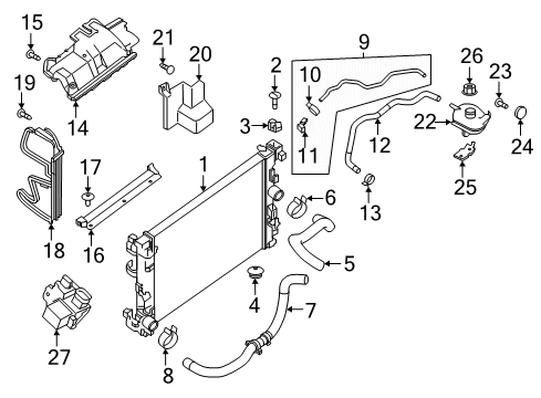2018 Nissan Kicks Radiator & Components Clamp Diagram for 01558-00531