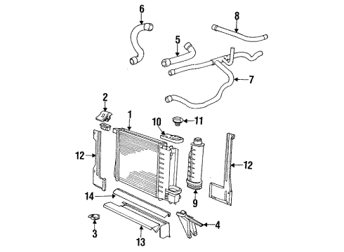 1994 BMW 525i Radiator & Components Water Hose Diagram for 11531722852