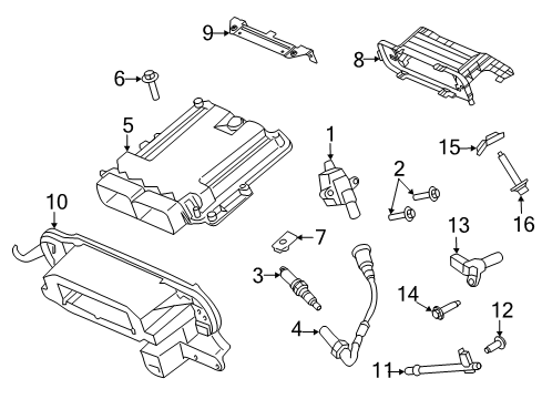2020 Ford F-350 Super Duty Ignition System Rear Shroud Nut Diagram for -W520102-S437