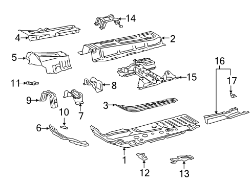 2021 Toyota RAV4 Floor & Rails Crossmember Diagram for 57043-0R040