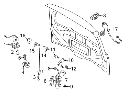 2011 Lincoln MKT Lift Gate Operating Rod Mount Stud Diagram for AE9Z-74404E48-A