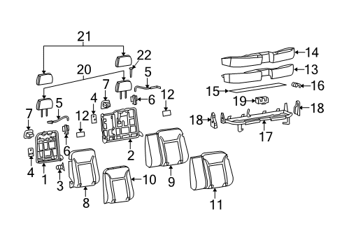 2004 Chevrolet Colorado Rear Seat Components Headrest Guide Diagram for 89041347