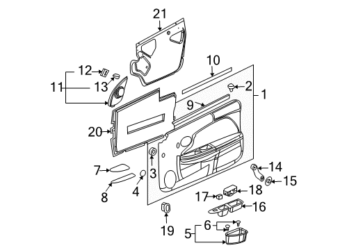 2003 Saturn Ion Interior Trim - Front Door Regulator Handle Diagram for 22672488