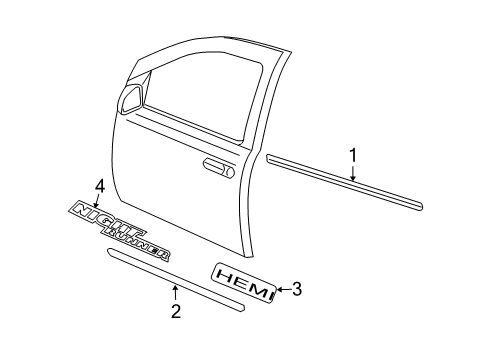 2009 Dodge Durango Exterior Trim - Front Door Molding-Front Door Diagram for 55078118AA