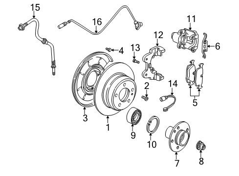 2005 BMW X3 Anti-Lock Brakes Brake-Rear Pads Repair Kit Diagram for 34213403241