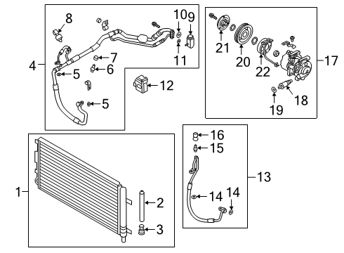 2019 Hyundai Veloster N A/C Condenser, Compressor & Lines Compressor Assembly Diagram for 97701-J3490