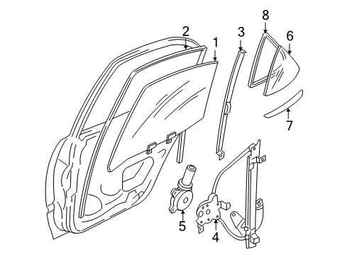 2006 Nissan Altima Rear Door Glass Run-Rear Door Window, LH Diagram for 82331-8J000