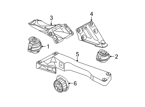 2007 BMW 530i Engine & Trans Mounting Engine Mount Bracket Right Diagram for 22116769280