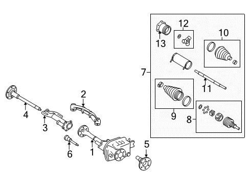 2012 Cadillac Escalade Carrier & Front Axles Axle Asm-Front (3.42 Ratio) Diagram for 22933064