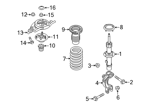 2016 Hyundai Genesis Struts & Components - Front Bolt-Flange Diagram for 546453M000