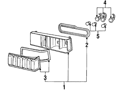 1984 Ford Mustang Tail Lamps Lens Diagram for E3ZZ13450A
