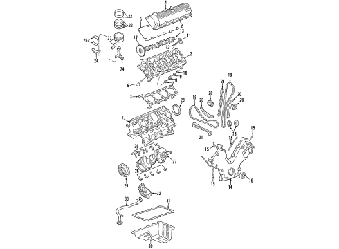 2004 Ford F-150 Engine Parts, Mounts, Cylinder Head & Valves, Camshaft & Timing, Oil Pan, Oil Pump, Crankshaft & Bearings, Pistons, Rings & Bearings Front Cover Diagram for 2L3Z-6019-AA