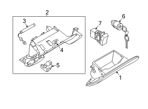 2010 Nissan 370Z Lift Gate Box-Glove Diagram for 68500-1EA0A