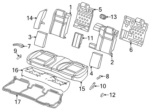 2011 Dodge Charger Rear Seat Components Seat Cushion Rear Foam Diagram for 68104309AA