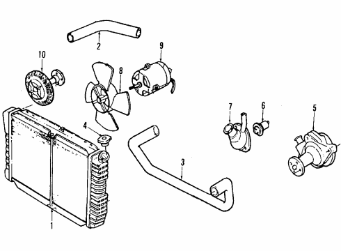 1986 Mercury Capri Cooling System, Radiator, Water Pump, Cooling Fan Fan Clutch Diagram for AU2Z-8A616-E