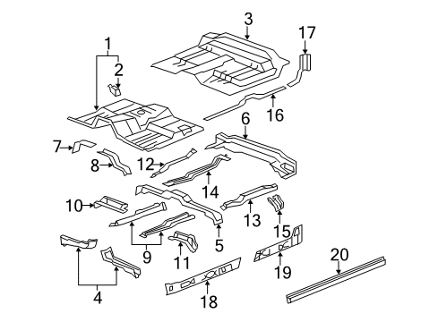 2011 GMC Sierra 2500 HD Floor Inner Rocker Diagram for 84064770