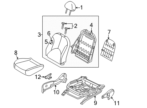 2013 Hyundai Accent Front Seat Components Cushion Assembly-Front Seat, Passenger Diagram for 88200-1R320-N2T