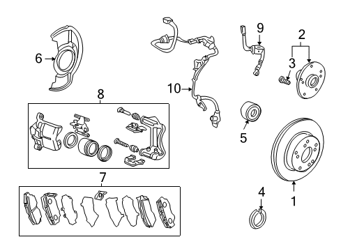 2008 Honda Accord Anti-Lock Brakes Caliper Sub-Assembly Diagram for 45018-SEA-J02RM